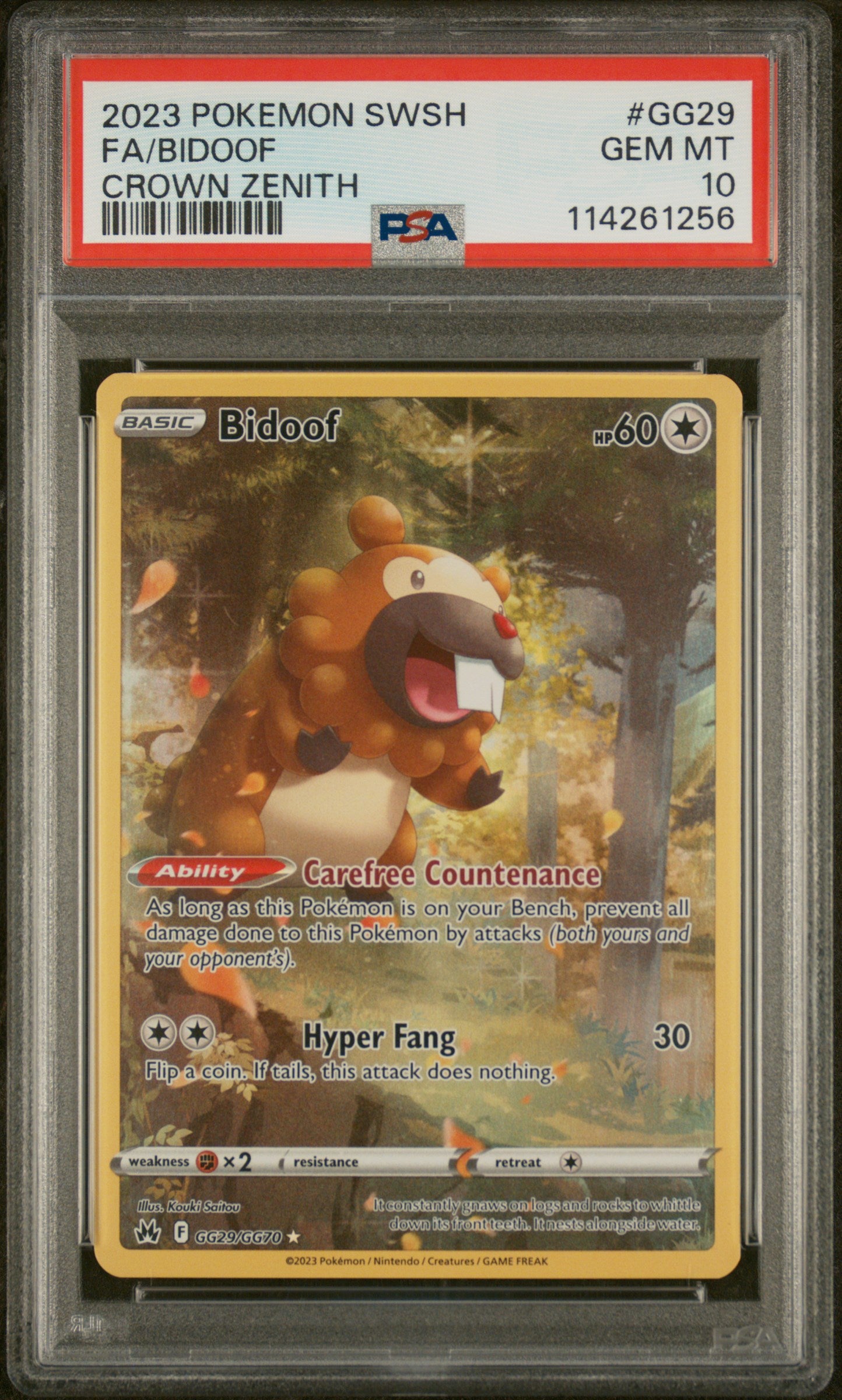 2023 POKEMON SWORD AND SHIELD CROWN ZENITH #GG29 FA/BIDOOF CROWN ZENITH PSA 10