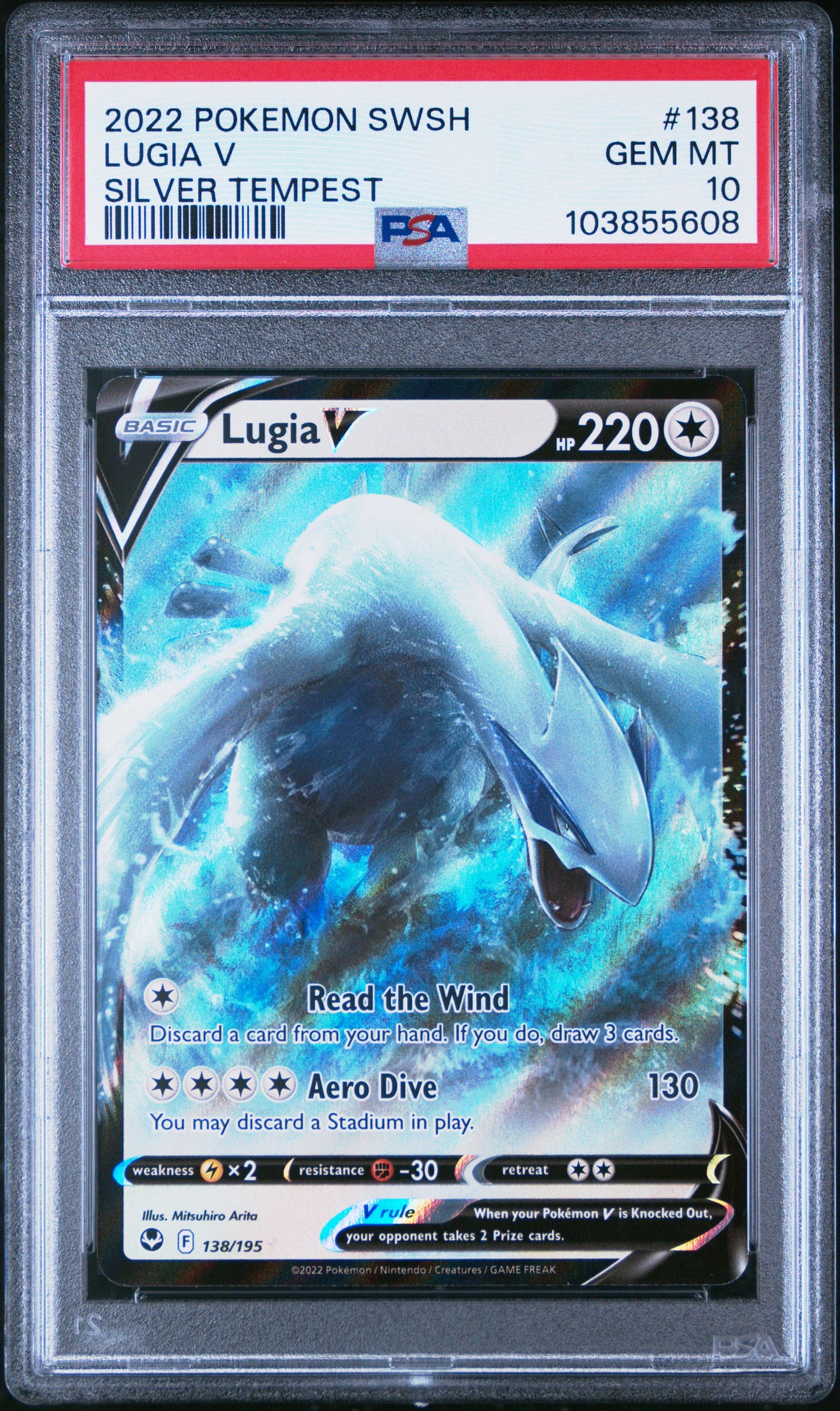 2022 POKEMON SWORD & SHIELD SILVER TEMPEST #138 LUGIA V SILVER TEMPEST PSA 10