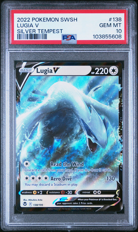 2022 POKEMON SWORD & SHIELD SILVER TEMPEST #138 LUGIA V SILVER TEMPEST PSA 10